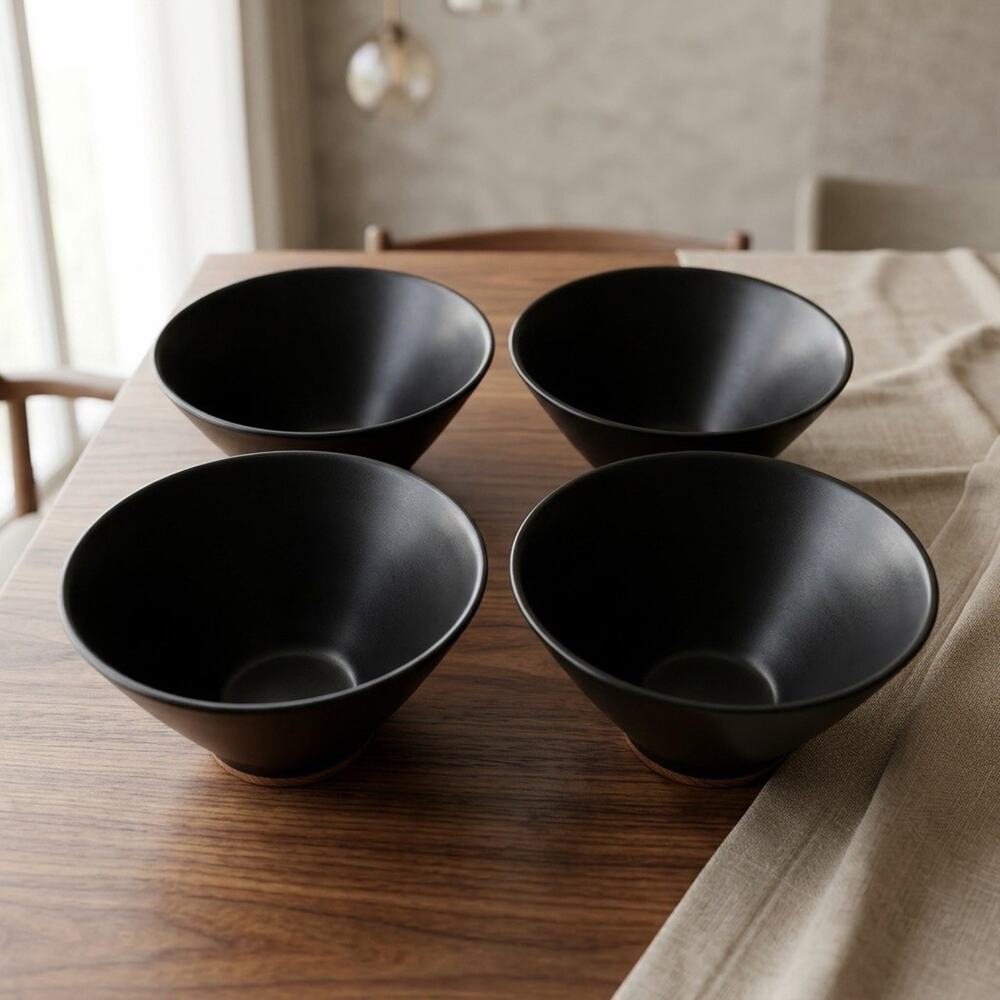 World Market Brown Stoneware Bowls Set of 4 Matte Soup Cereal Salad Serving Bowl